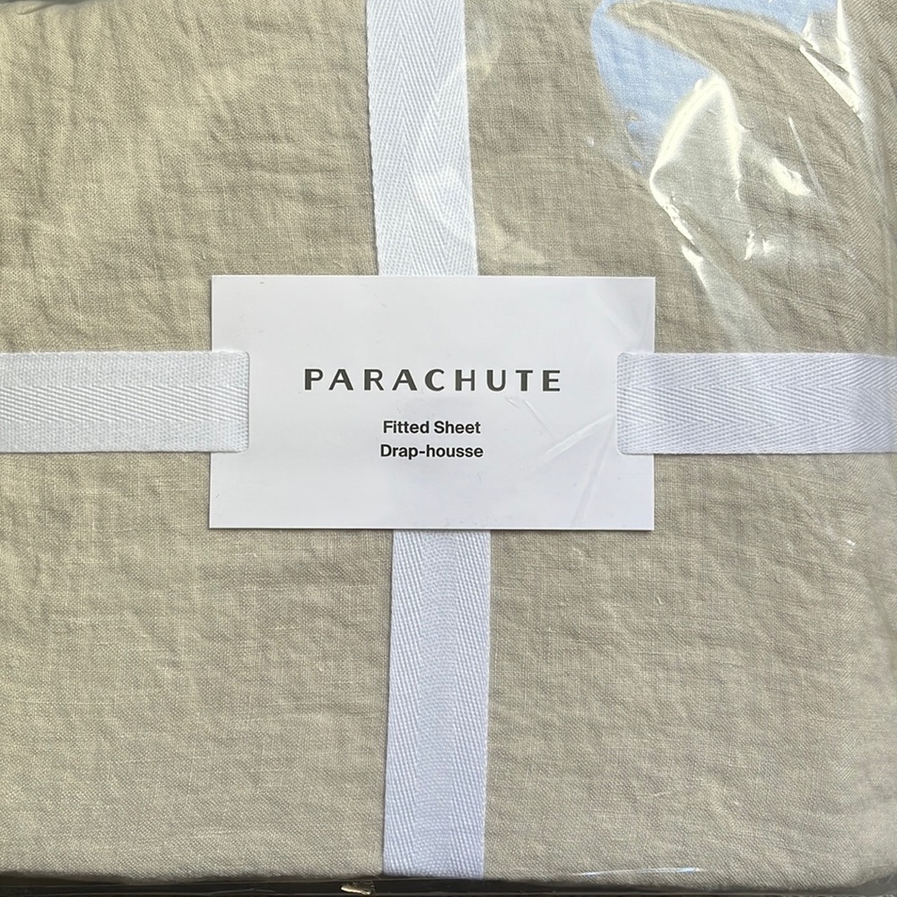 Parachute fitted sheet linen bone queen